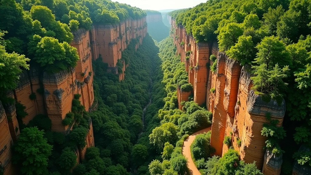 Scenic sandstone gorge in Kokořínsko with winding path